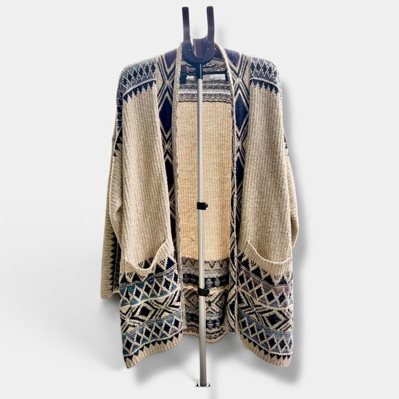Lucky Brand Sweaters - Lucky Brand 2X Southwestern Aztec Cardigan Sweater Boho Cotton Blend